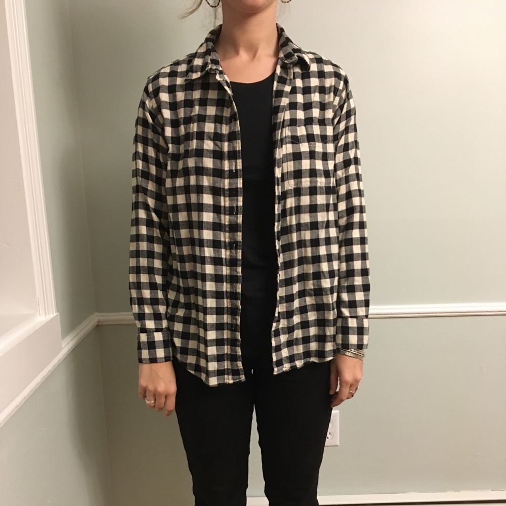 Black and white checked flannel from Uniqlo