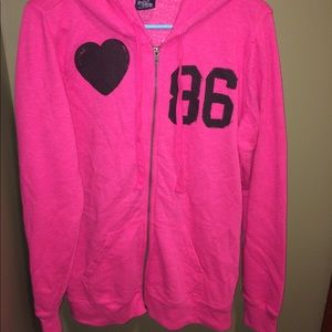 Hot pink zip-up sweat shirt and sweat pants