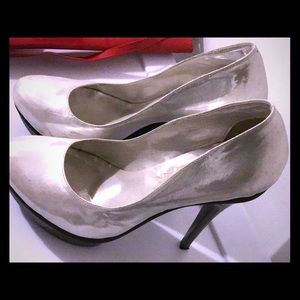 White metallic high heels