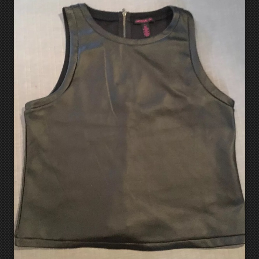 Black faux leather Material Girl Top