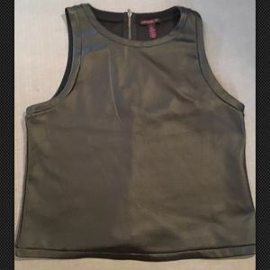 Black faux leather Material Girl Top