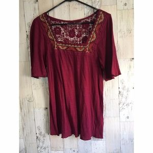 Lucky Brand Embroidered Floral Lace Top Size M