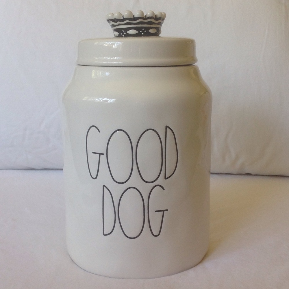 Rae Dunn Good Dog Canister with Crown Lid