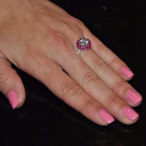 Gorgeous Silver plated cubic zirconium ring purple