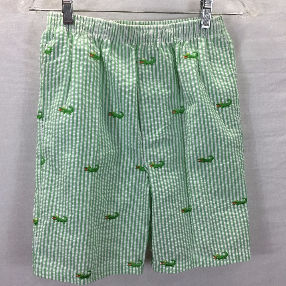Boys Seersucker Critter Shorts Sz 14-16 Alligator