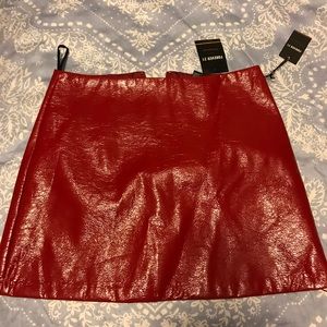 Red leather skirt