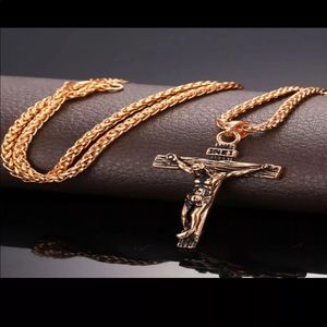 New 18k rose gold cross necklace
