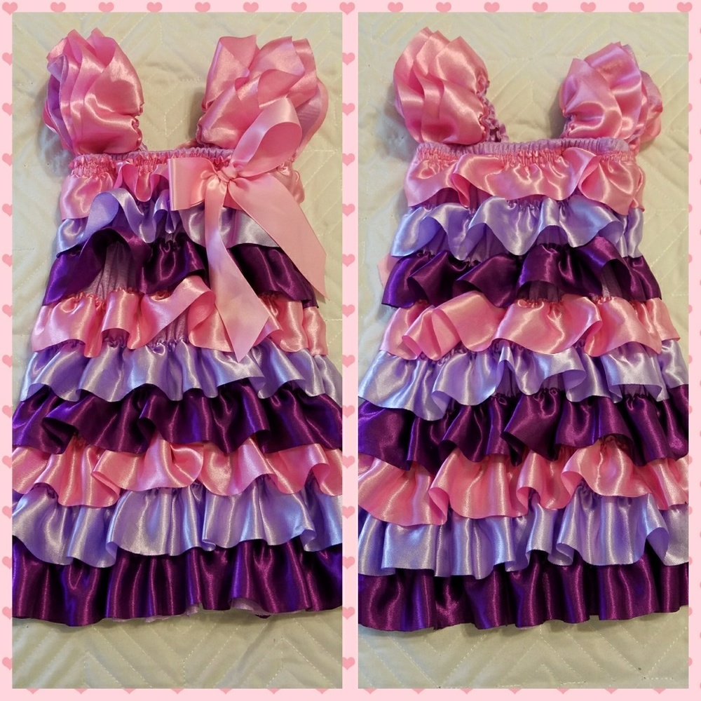 Boutique pink and purple ribbon dress S 6M