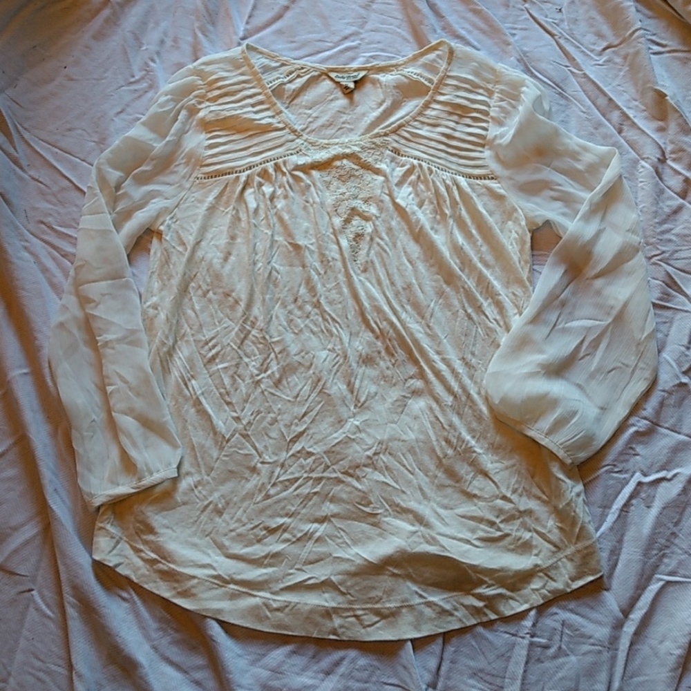 Lucky Brand Boho White Flowy Shirt Medium