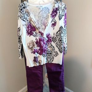 WHBM Button up sweater and pants set