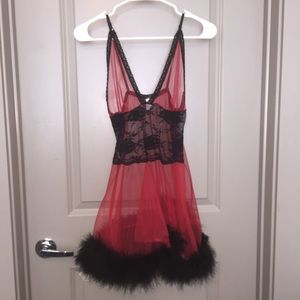Red & Black Babydoll Lingerie