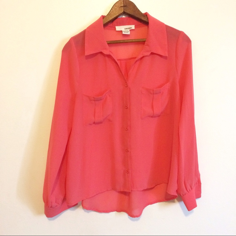 Sans Souci Sheer Salmon Pink Blouse