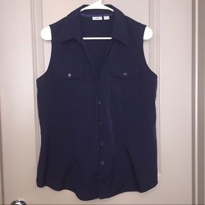 Cato Navy Blue Button down Sleeveless Top
