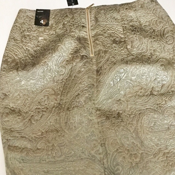 THE LIMITED HIGH WAIST GOLD JACQUARD PENCIL SKIRT - Picture 5 of 8