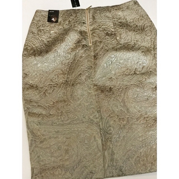 THE LIMITED HIGH WAIST GOLD JACQUARD PENCIL SKIRT - Picture 6 of 8
