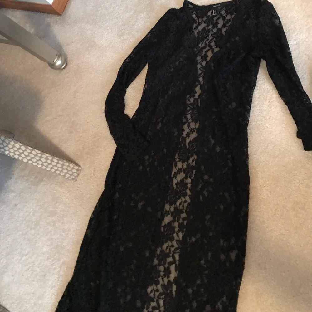Long black lace cardigan