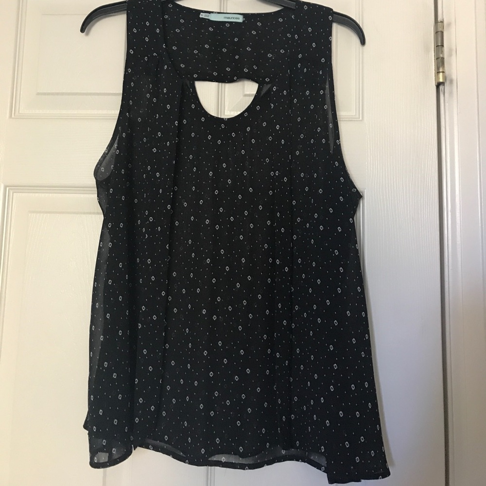 Maurice’s black and white sleeveless blouse