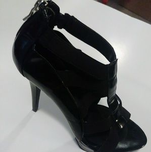 Black open cage style BCBG high heels size 6.5