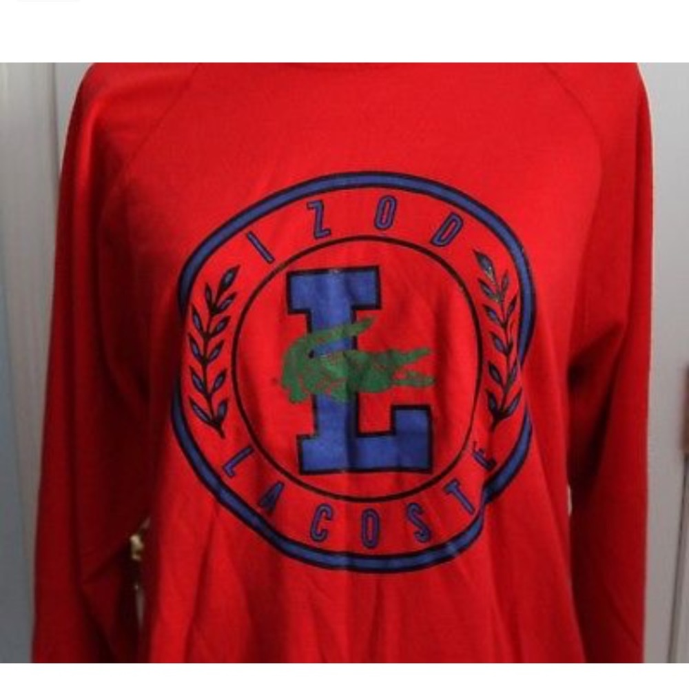Vintage Lacoste Red Crew Unisex Sweatshirt SZ M/L