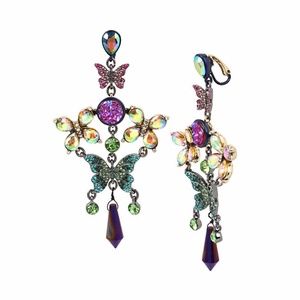 Betsey Johnson CrystalButterfly & Flower  earrings