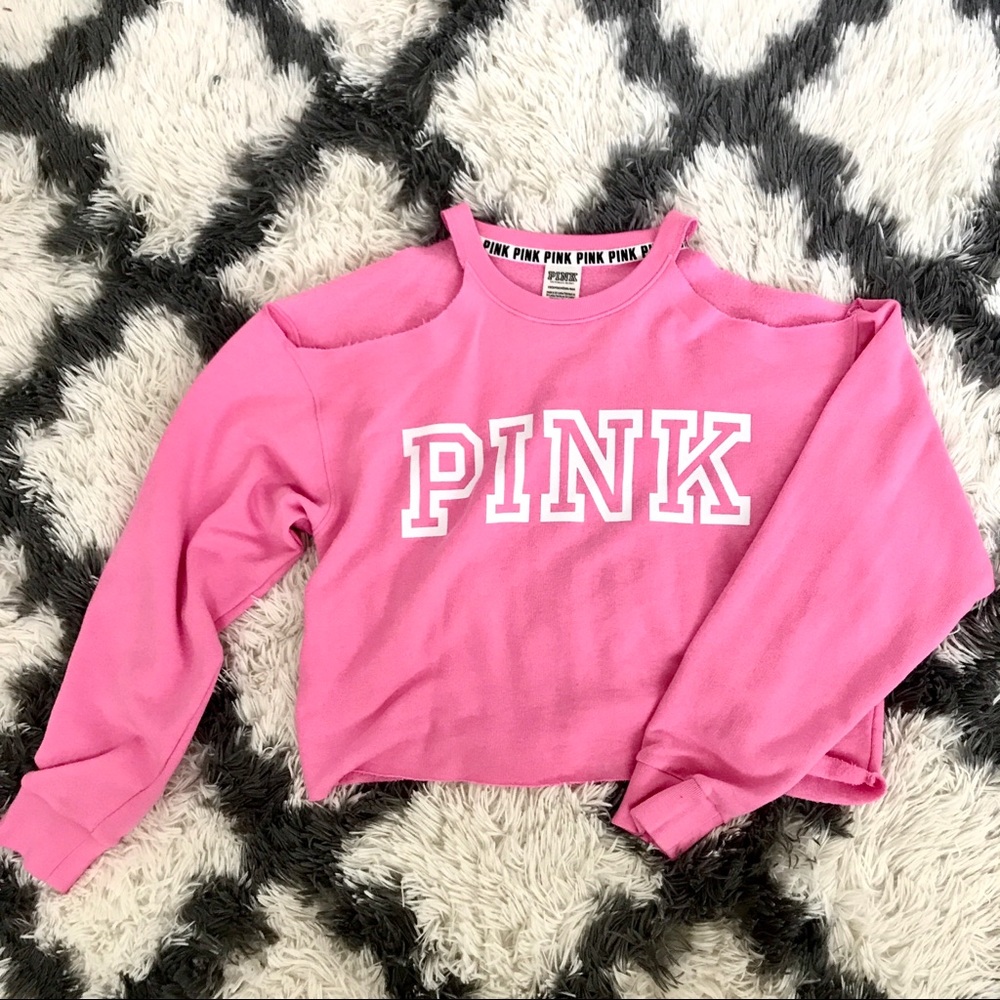 PINK Cut-Out Shoulder Sweatshirt