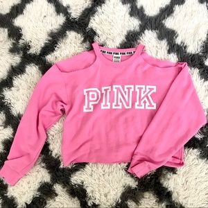 PINK Cut-Out Shoulder Sweatshirt