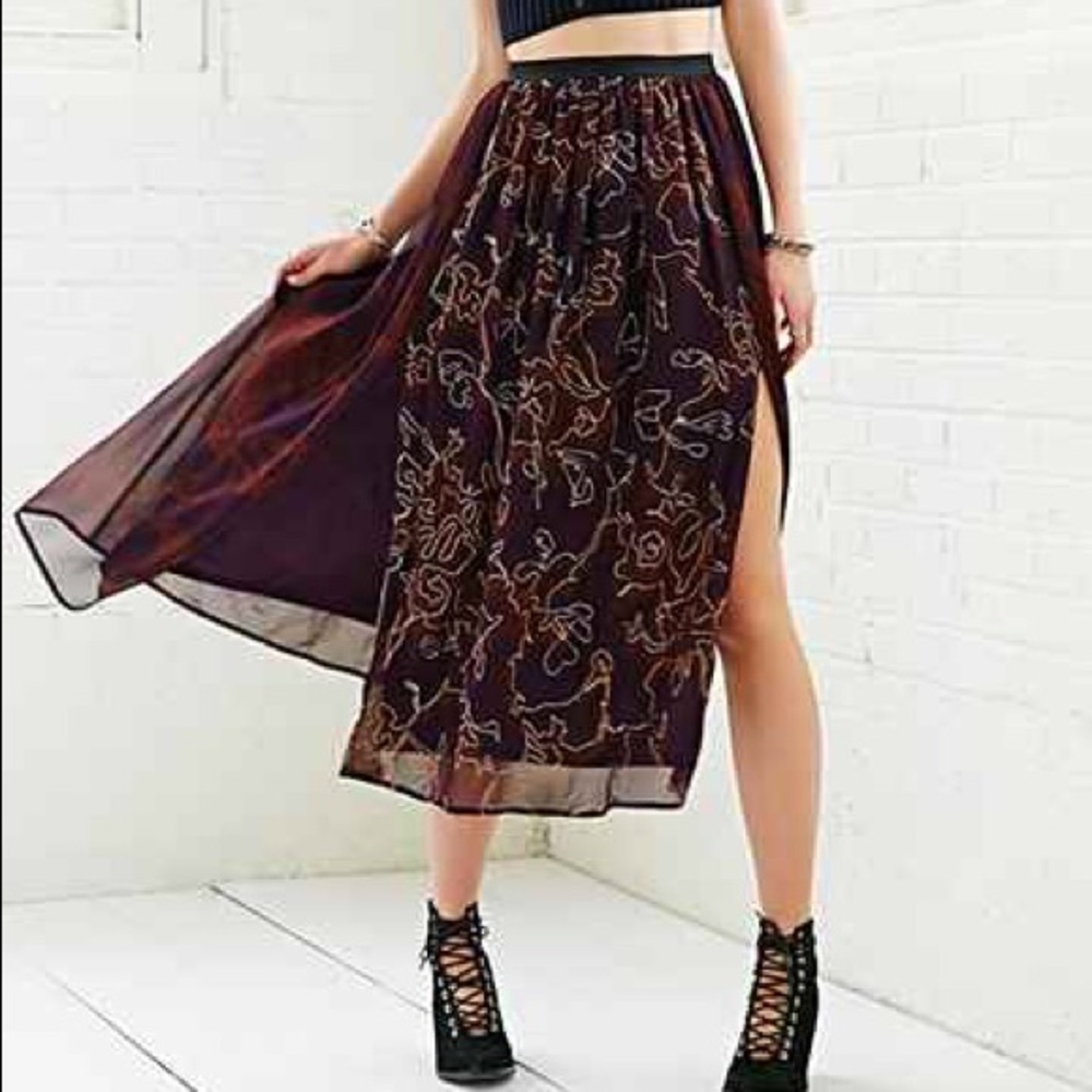 PRICE DROP* Ecote Lurex Chiffon Maxi Skirt