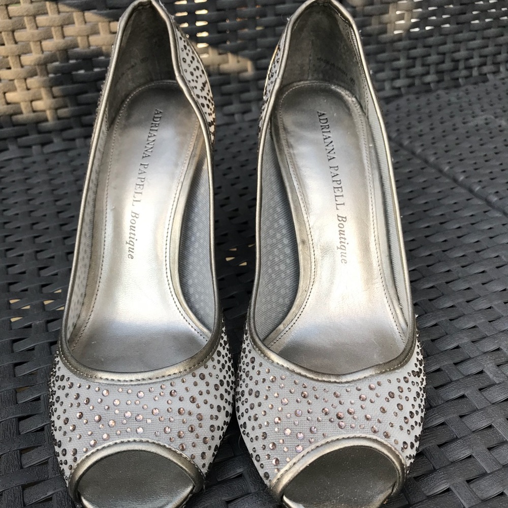 Silver Adrianna Papell Boutique Peep Toe Heels