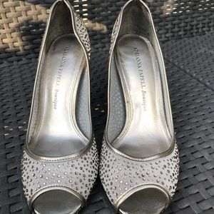 Silver Adrianna Papell Boutique Peep Toe Heels