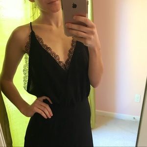 Long black dress with sheer ends