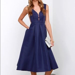 Navy Blue Midi Dress