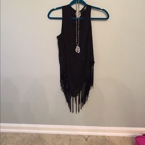 Black fringe top