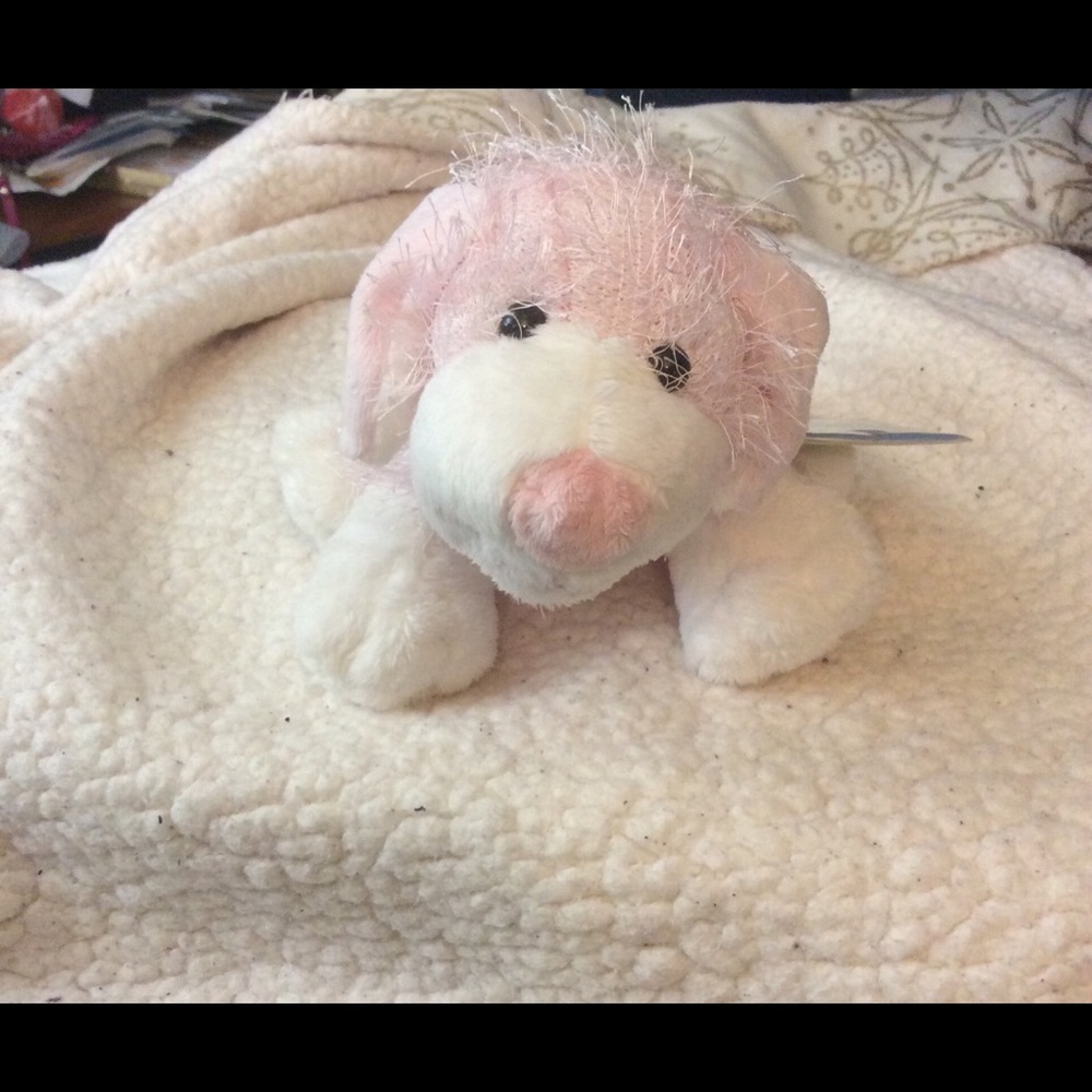 WEBKINZ PLUSH STUFFED ANIMAL PINK AND WHITE DOG