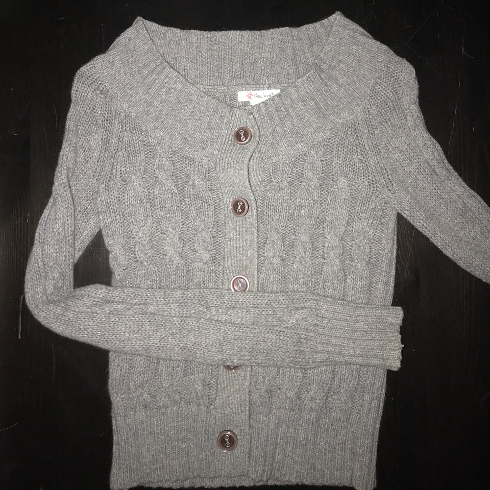 Grey Like, Love big button sweater