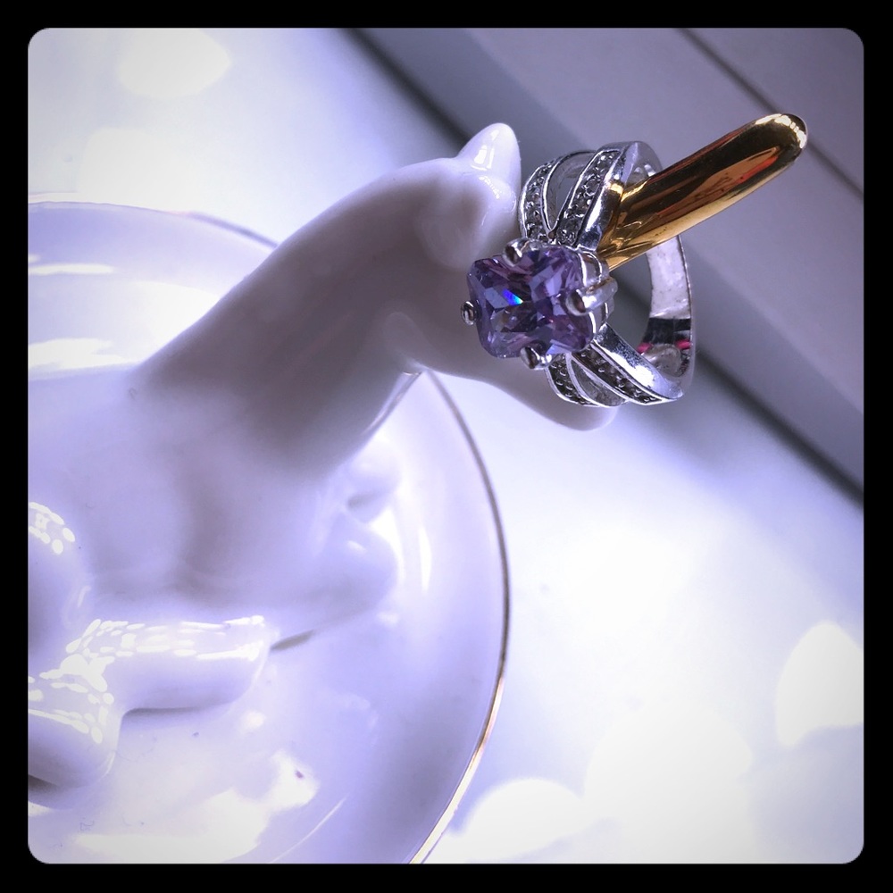 Sterling silver ring with light purple stone