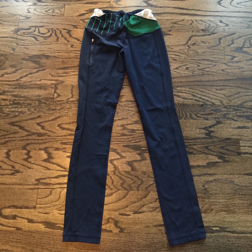 Long Blue Pant with pattern waist