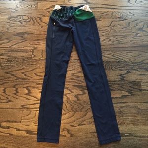 Long Blue Pant with pattern waist