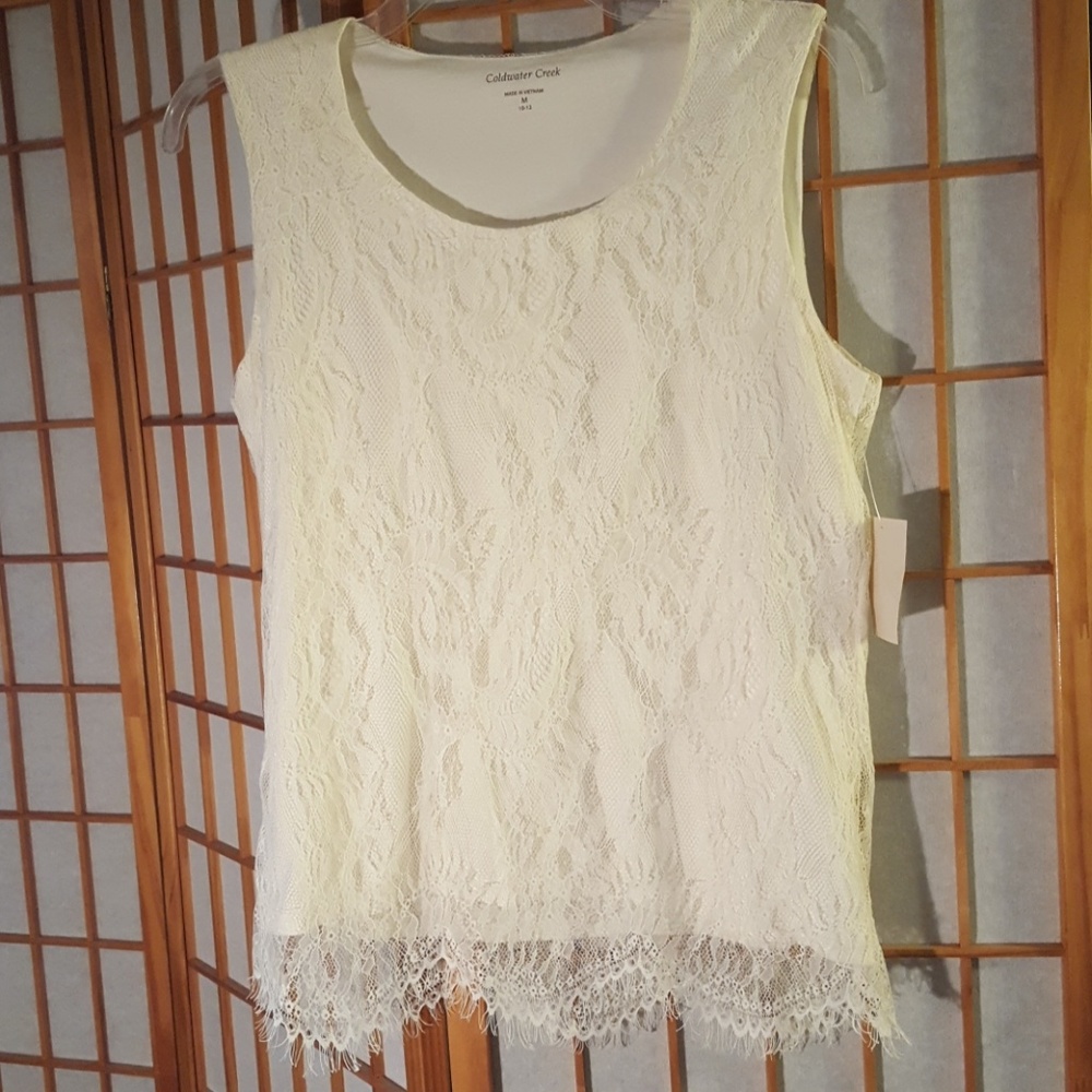 New! COLDWATER CREEK lovely Layered lace tank