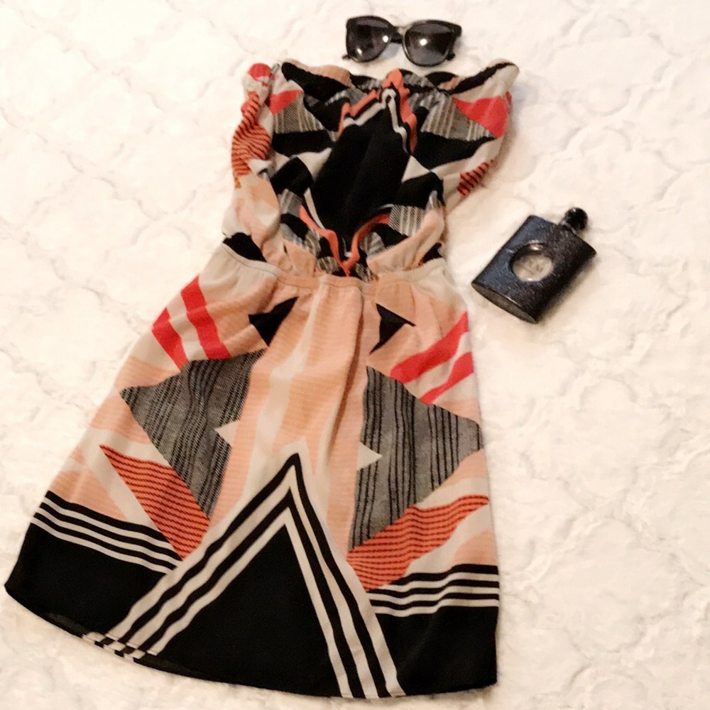 Patterned Convertible Strap Mini Dress!