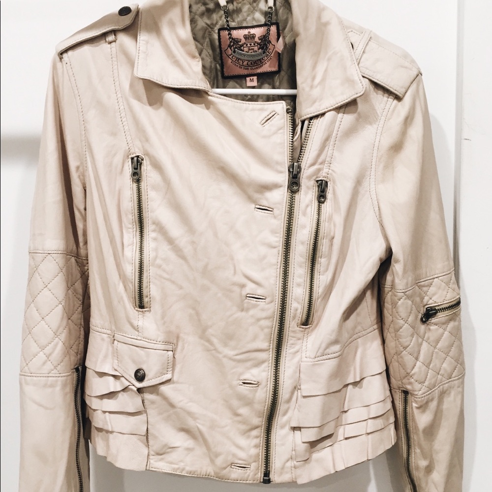 Beige leather jacket