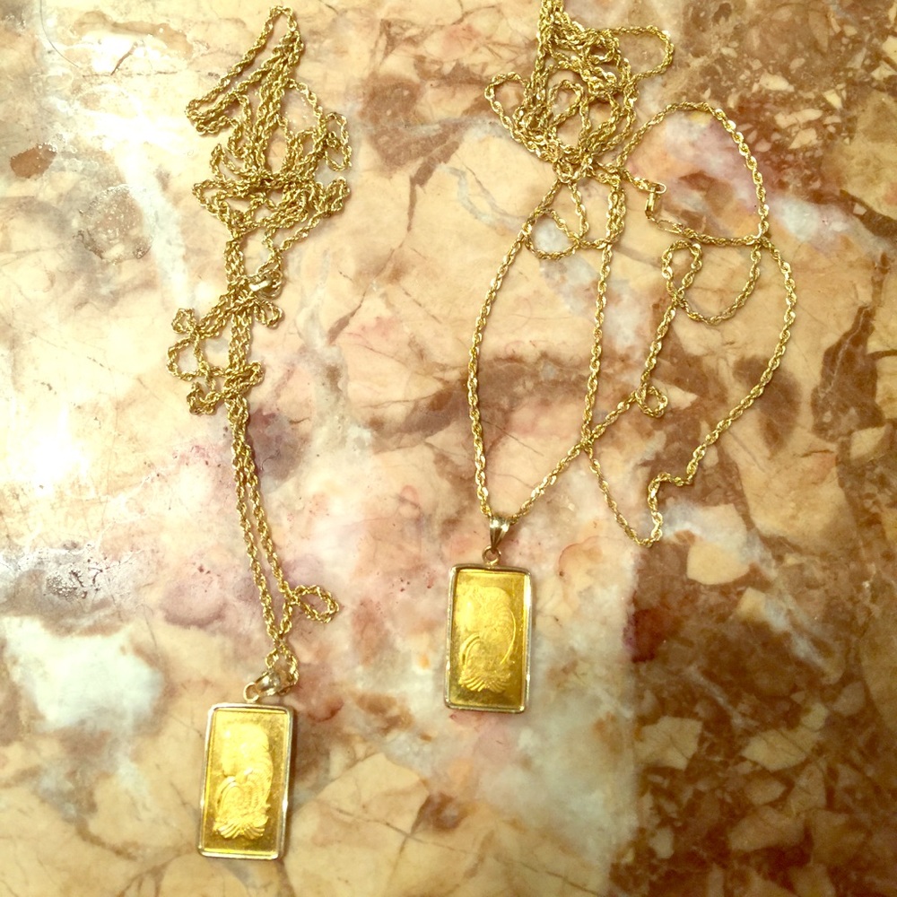 Diamond cut 14 carat rope chains with pamp suisse