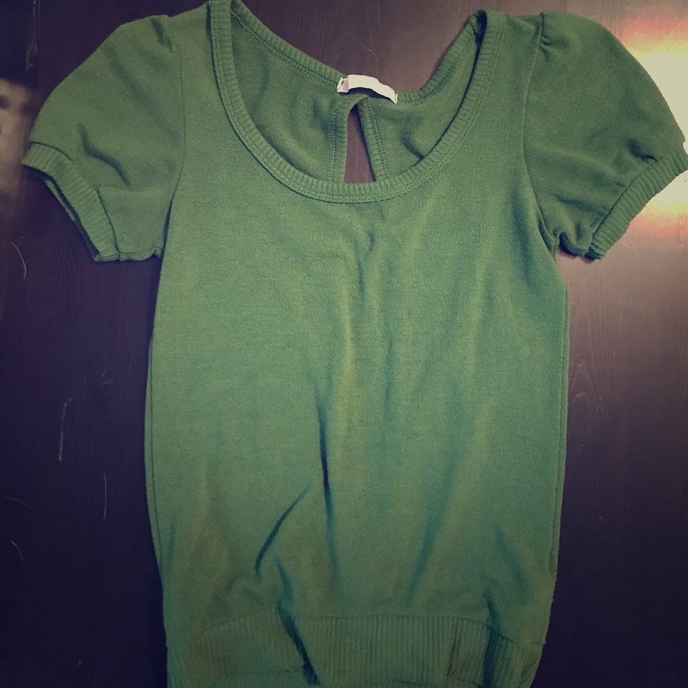 Green open back shirt