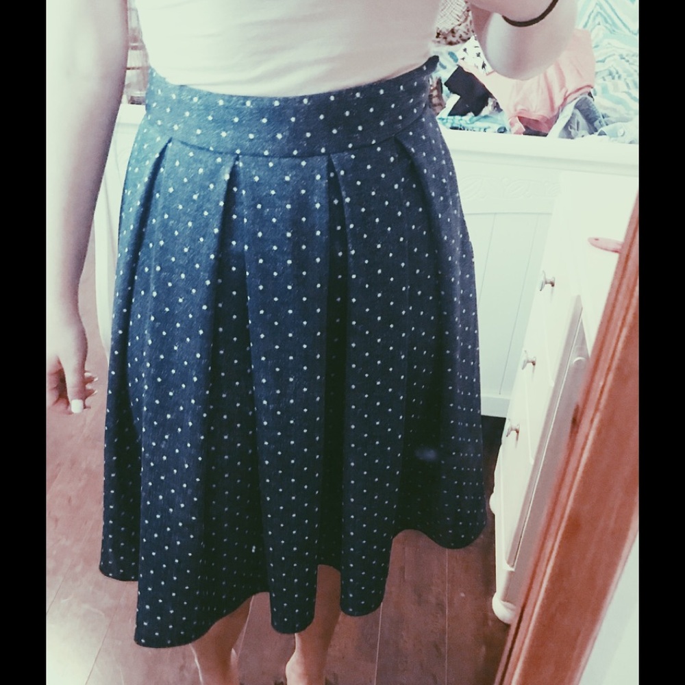 Jean print pleated skirt