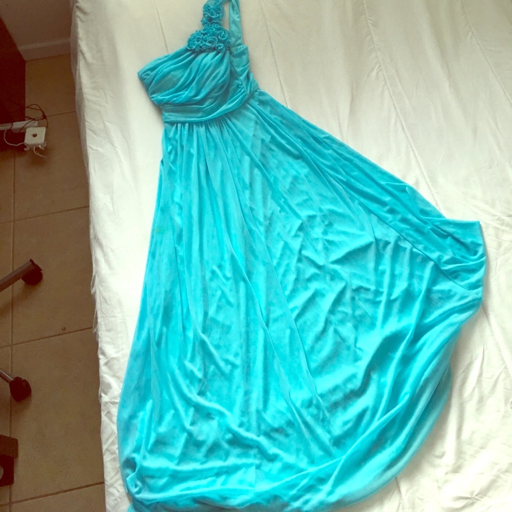 Long baby blue formal dress