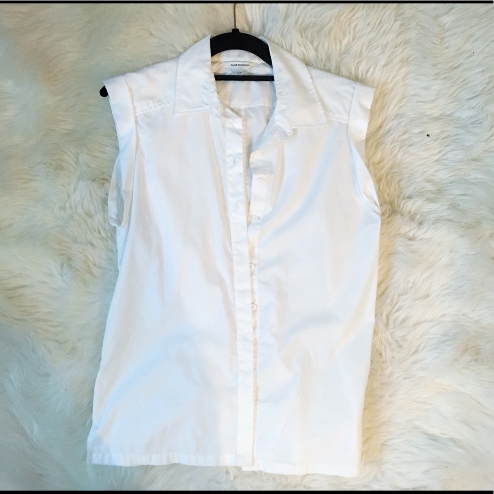 CLUB MONACO White Sleeveless Button down