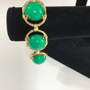 Stella&Dot Green Stone and Gold Link Bracelet