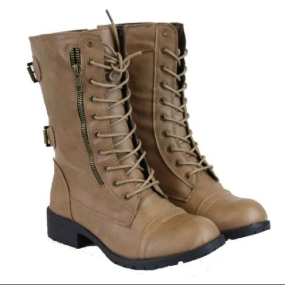 NEW Women's Military Combat Beige Boots