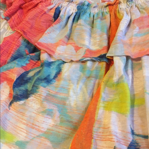 Anthropologie M Off the shoulder watercolor top - Picture 2 of 3