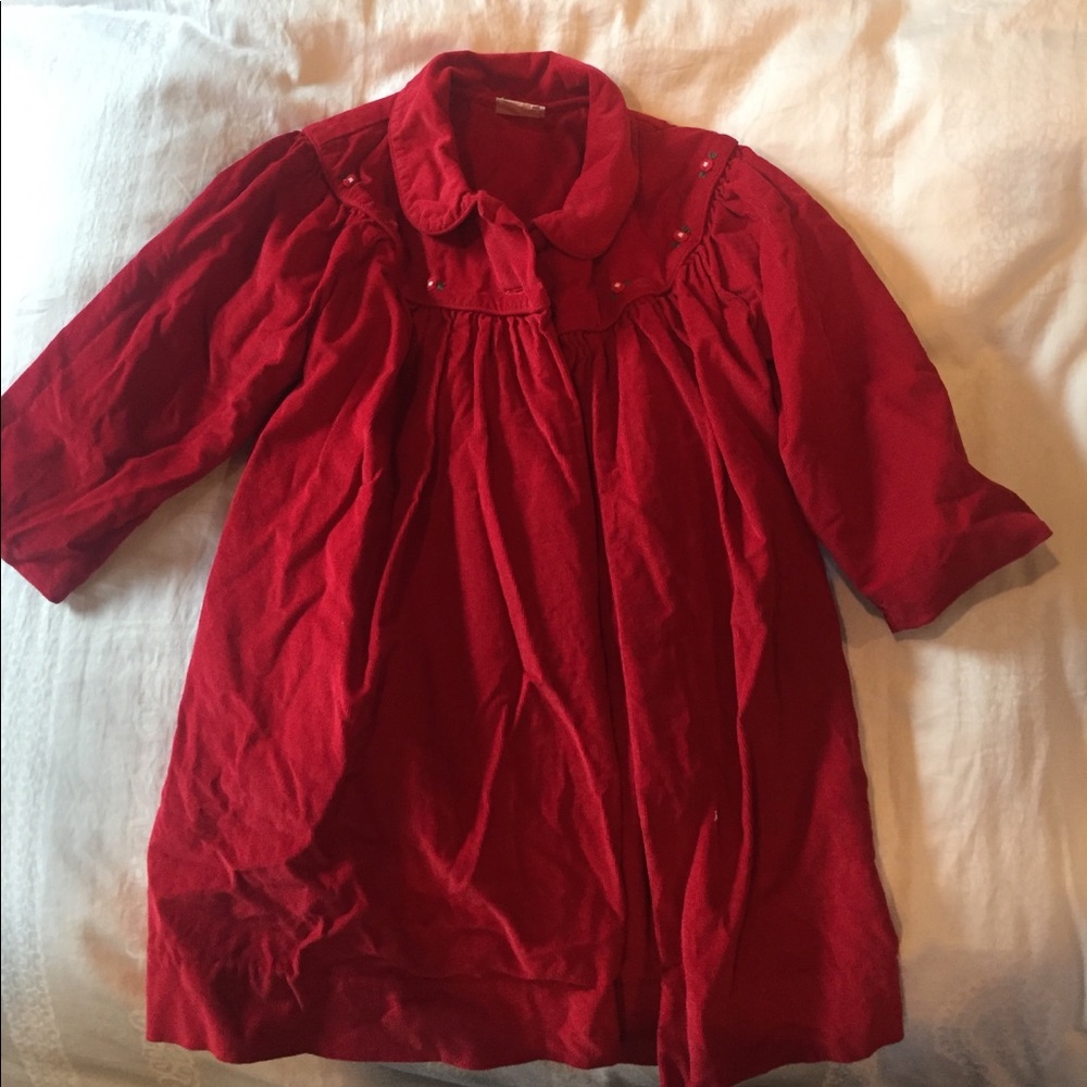 Girls 4T red corduroy jacket with embroidery