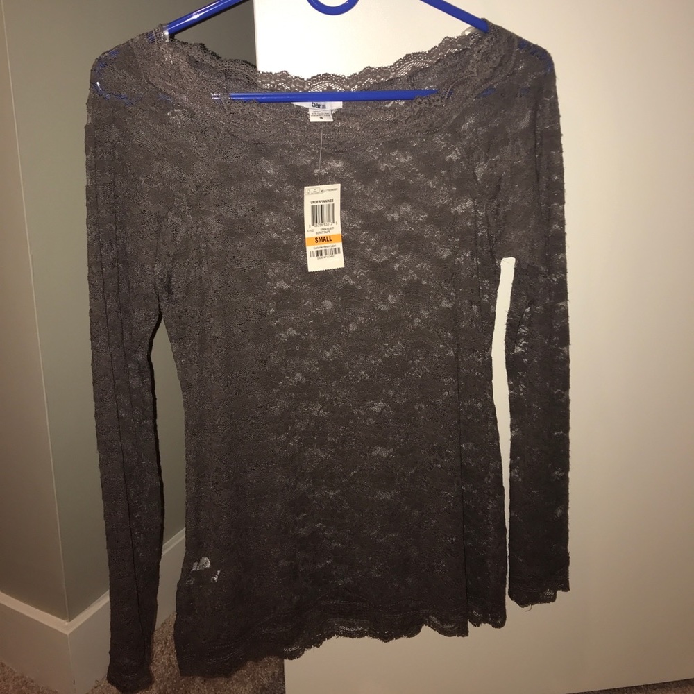 Taupe colored lace top by Bar III